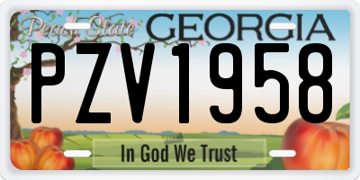 GA license plate PZV1958