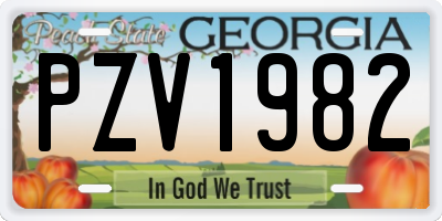 GA license plate PZV1982
