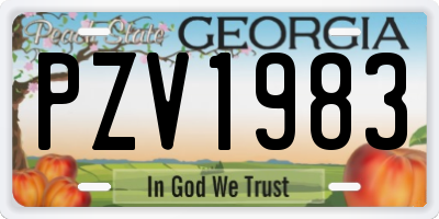 GA license plate PZV1983
