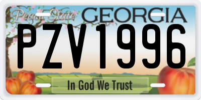 GA license plate PZV1996