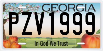 GA license plate PZV1999