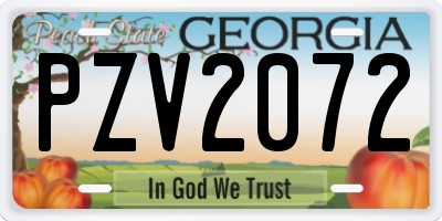 GA license plate PZV2072