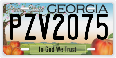 GA license plate PZV2075
