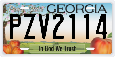 GA license plate PZV2114
