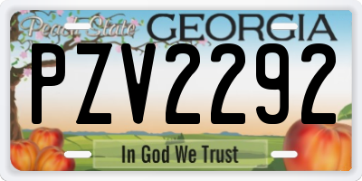 GA license plate PZV2292
