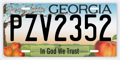 GA license plate PZV2352