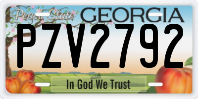 GA license plate PZV2792