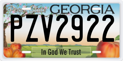 GA license plate PZV2922