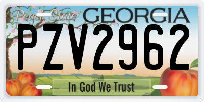 GA license plate PZV2962