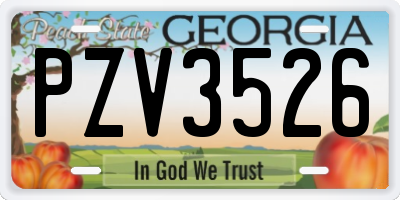 GA license plate PZV3526