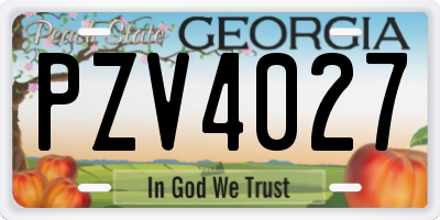 GA license plate PZV4027