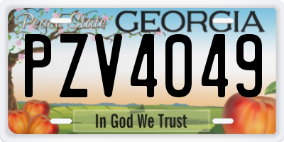 GA license plate PZV4049