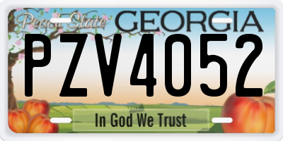 GA license plate PZV4052
