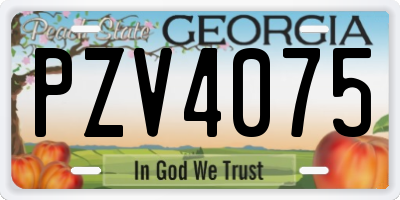 GA license plate PZV4075