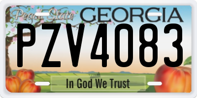 GA license plate PZV4083