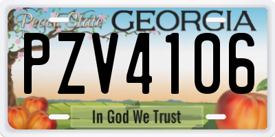 GA license plate PZV4106