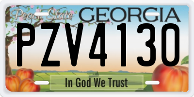 GA license plate PZV4130