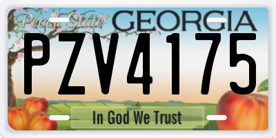 GA license plate PZV4175