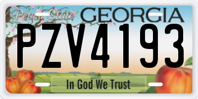 GA license plate PZV4193