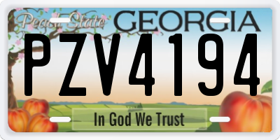GA license plate PZV4194