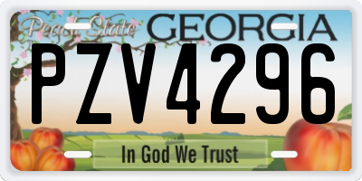 GA license plate PZV4296