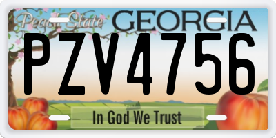 GA license plate PZV4756