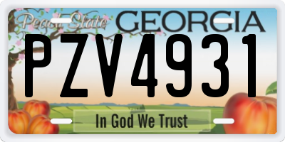 GA license plate PZV4931