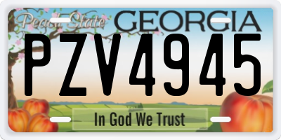 GA license plate PZV4945