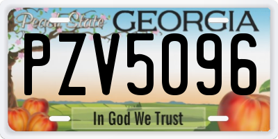 GA license plate PZV5096