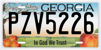 GA license plate PZV5226