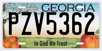 GA license plate PZV5362