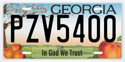 GA license plate PZV5400