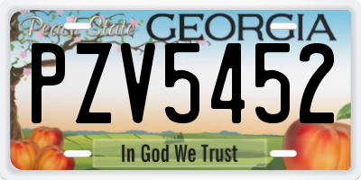 GA license plate PZV5452