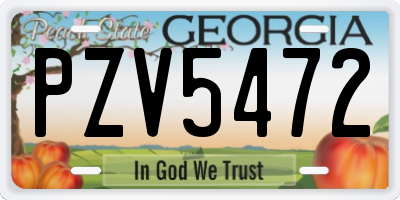 GA license plate PZV5472