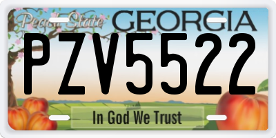 GA license plate PZV5522