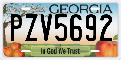 GA license plate PZV5692