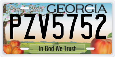 GA license plate PZV5752
