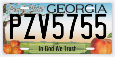 GA license plate PZV5755