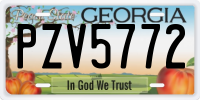 GA license plate PZV5772