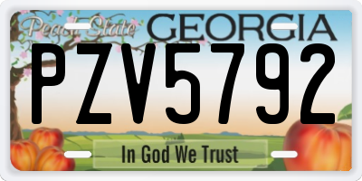 GA license plate PZV5792