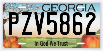 GA license plate PZV5862
