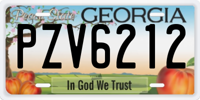 GA license plate PZV6212