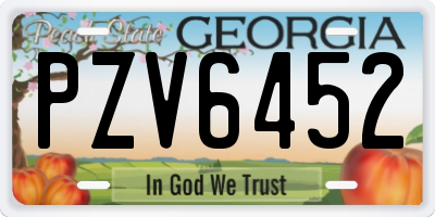 GA license plate PZV6452