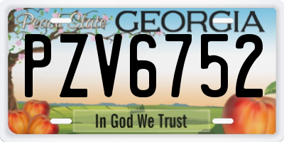 GA license plate PZV6752