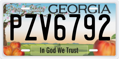 GA license plate PZV6792