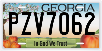 GA license plate PZV7062
