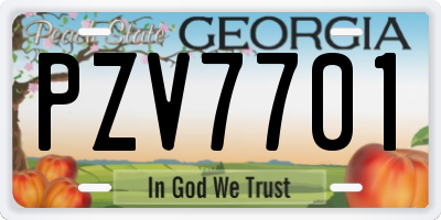 GA license plate PZV7701