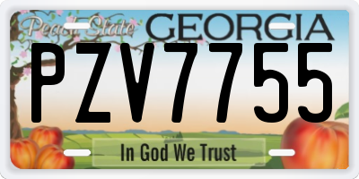 GA license plate PZV7755