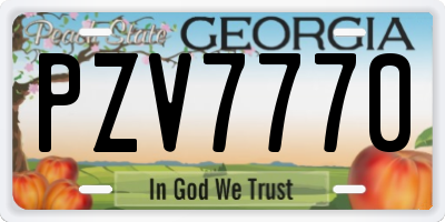 GA license plate PZV7770