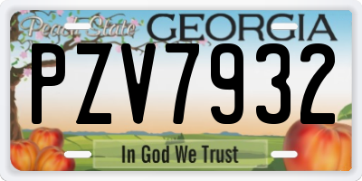 GA license plate PZV7932